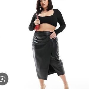River Island faux leather wrap skirt, size 20